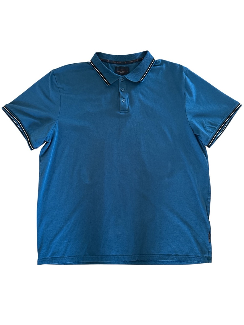 Marc Asher Men's Contrast-Trim Blue Polo Shirt XL